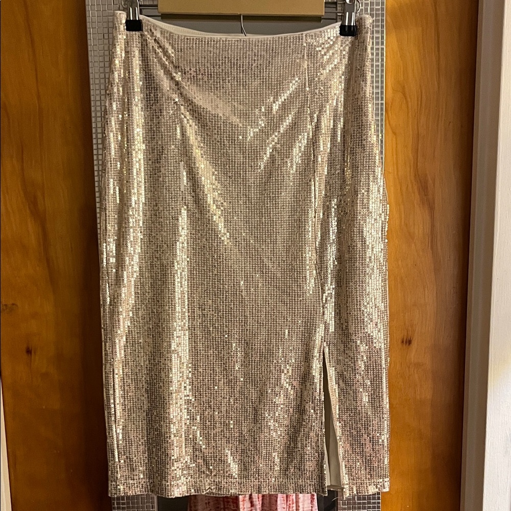 Time and Tru Shimmering Gold Pencil Skirt